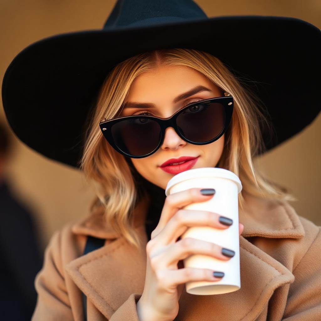 Coffee enthusiast in hat